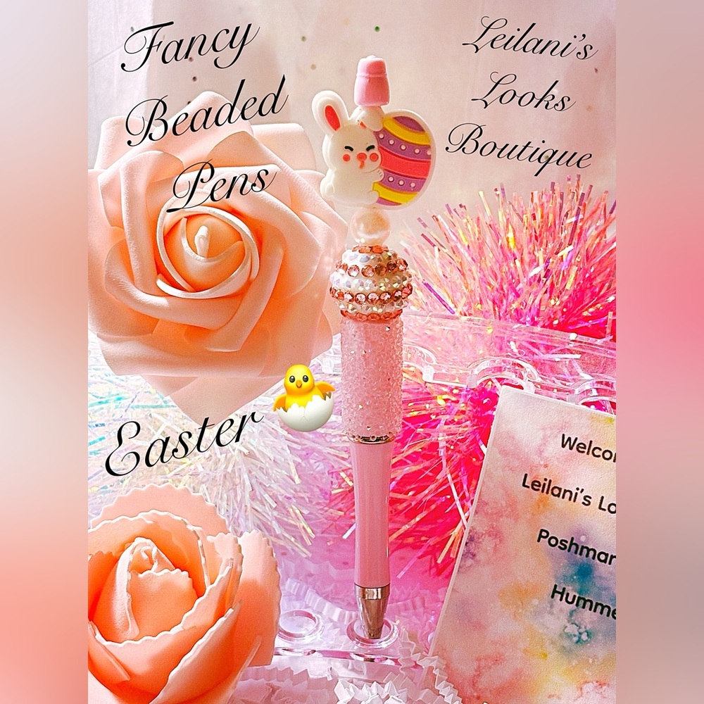 Fancy beaded pen/gifts/easter bunny/easter egg/pink beads